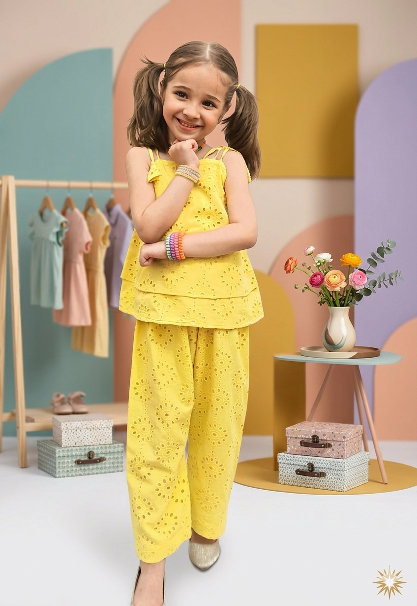 Lemon Chikan Kari Co Ord Set