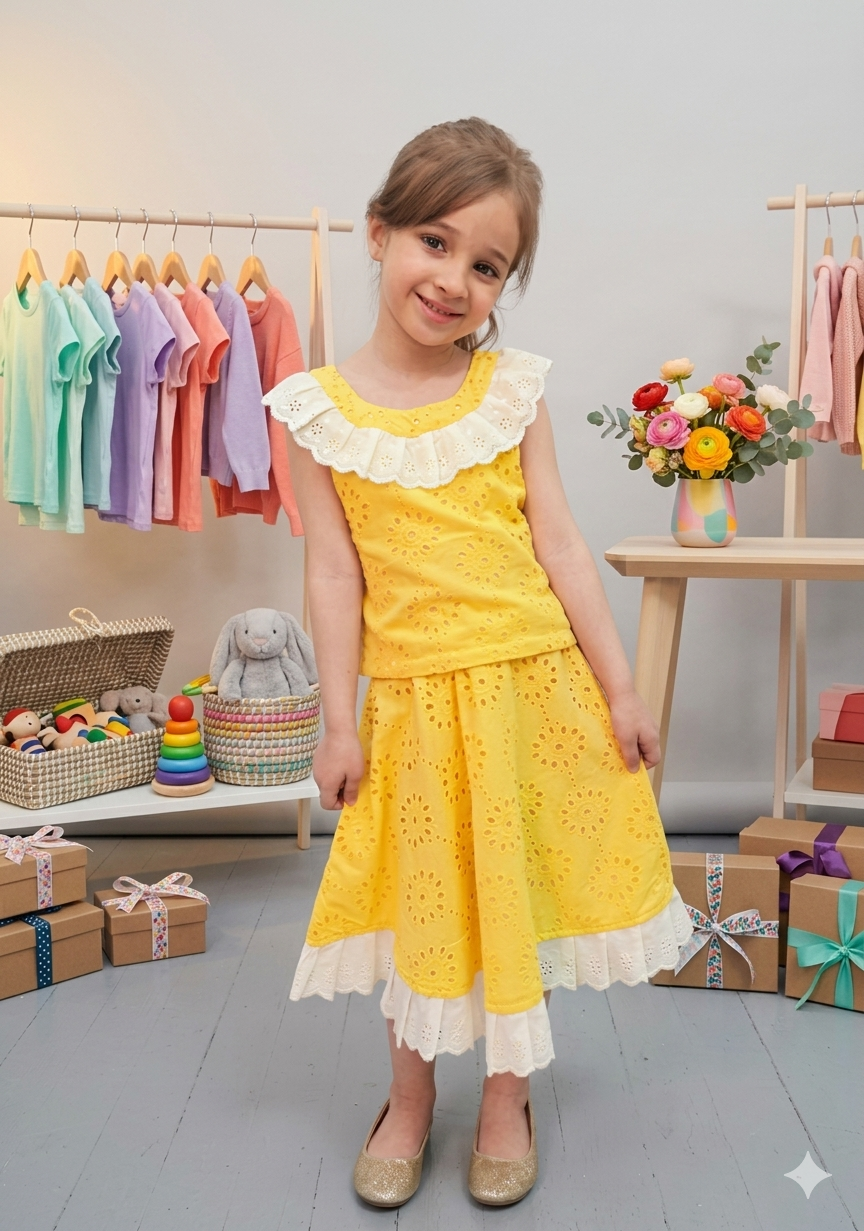 Chikan Kari Blouse With Skirt