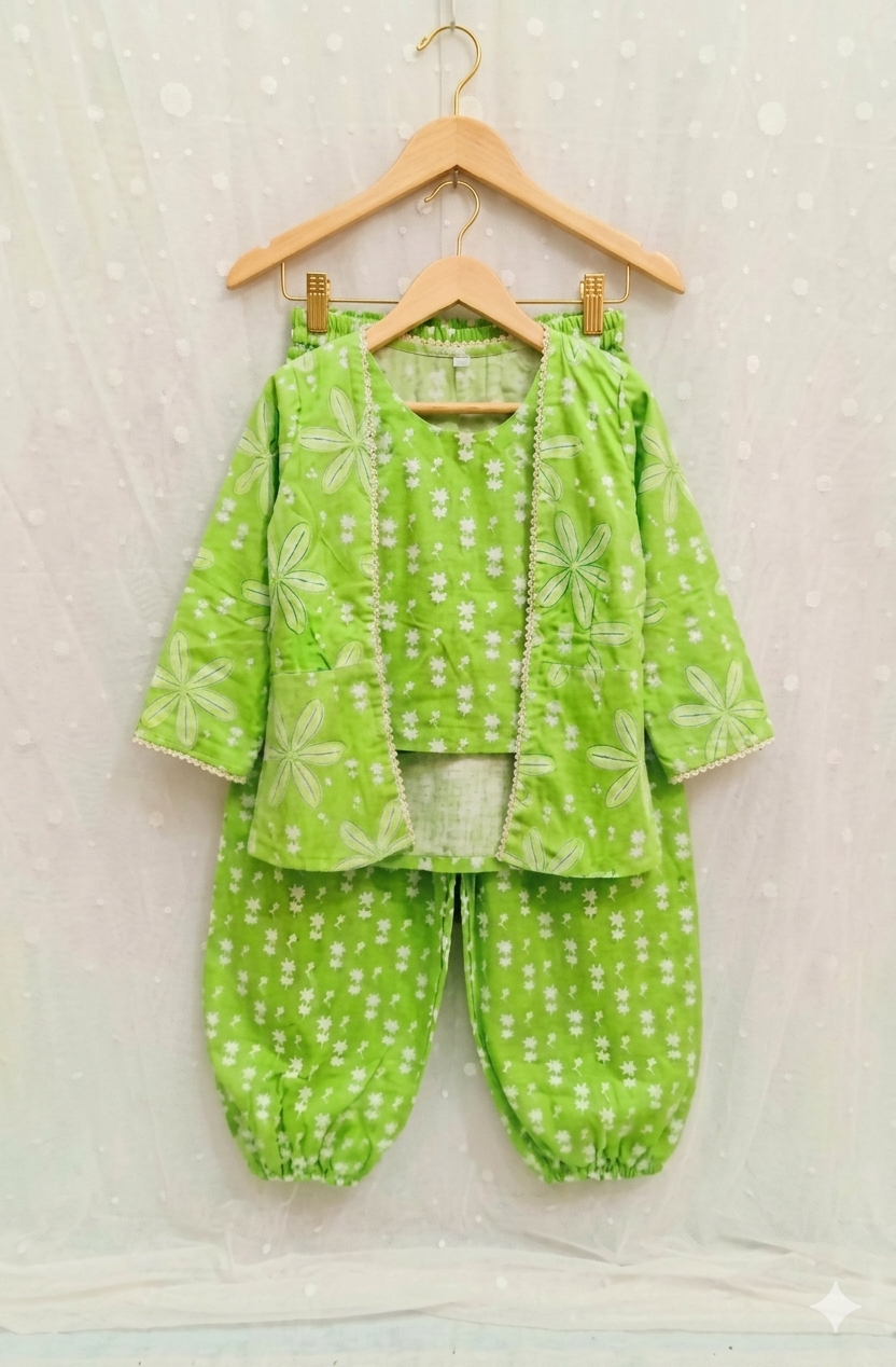 Green Floral Three Piece Co-ord Set