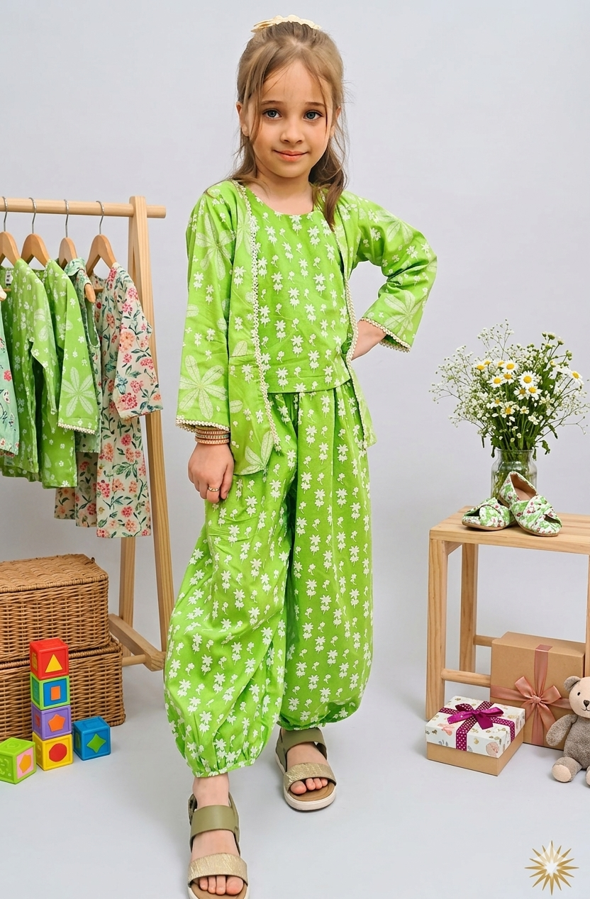Green Floral Three Piece Co-ord Set