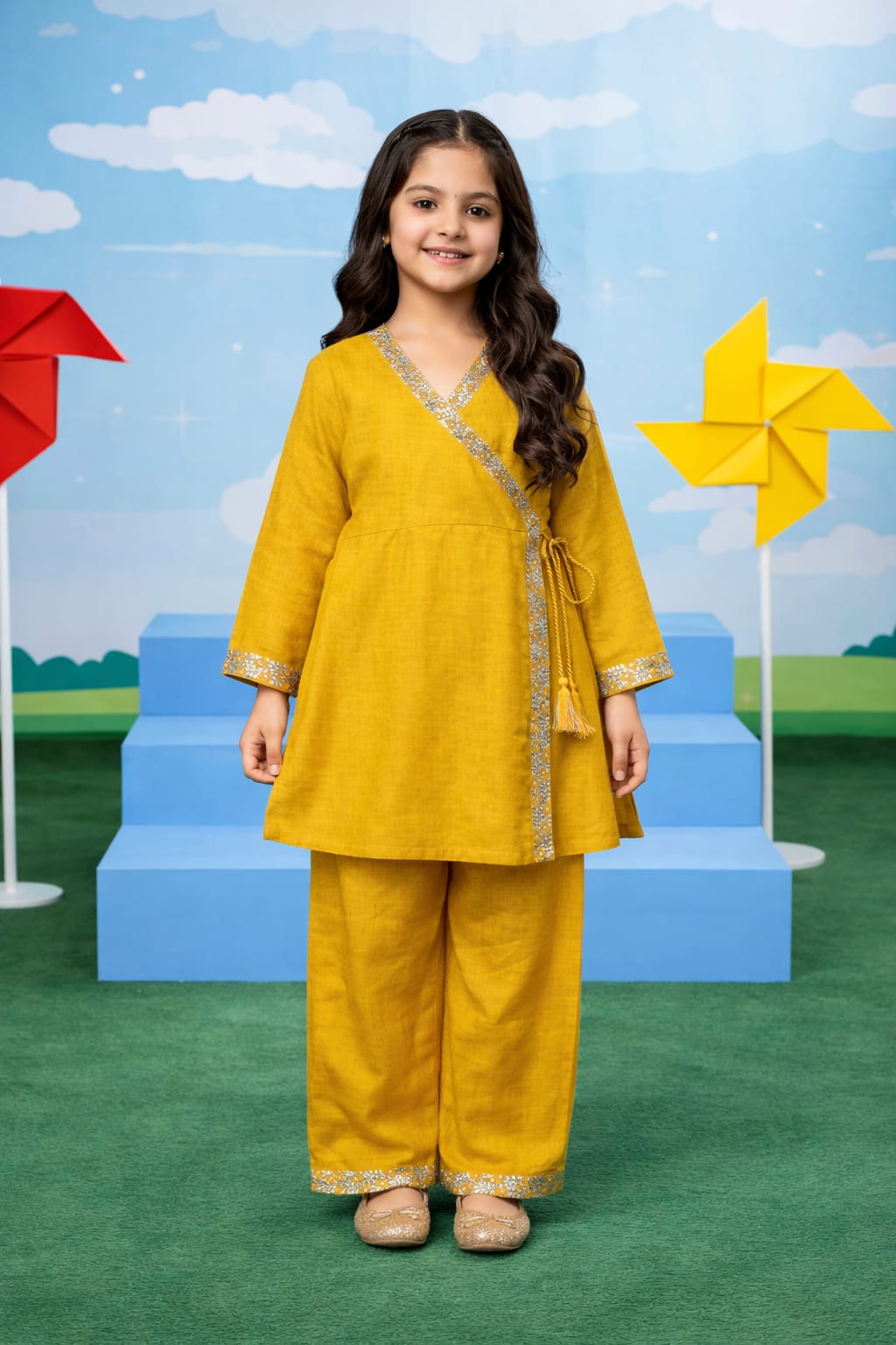 Mustard kurta and trouser set