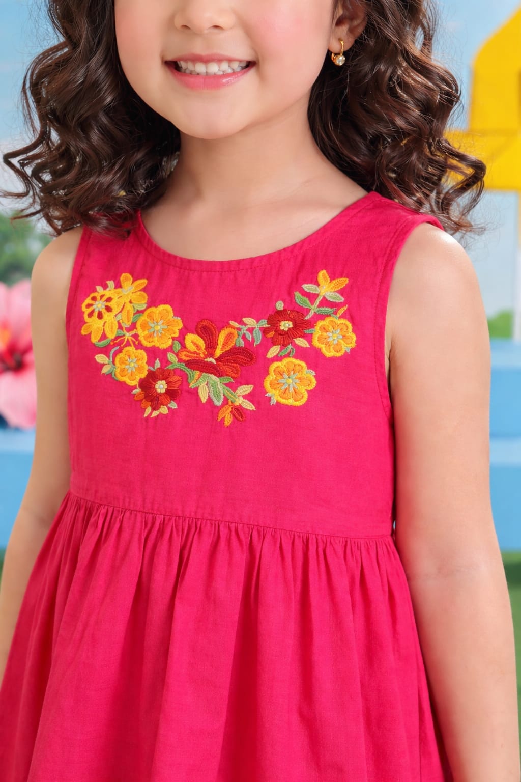 Pink Embroidered Girls Frock