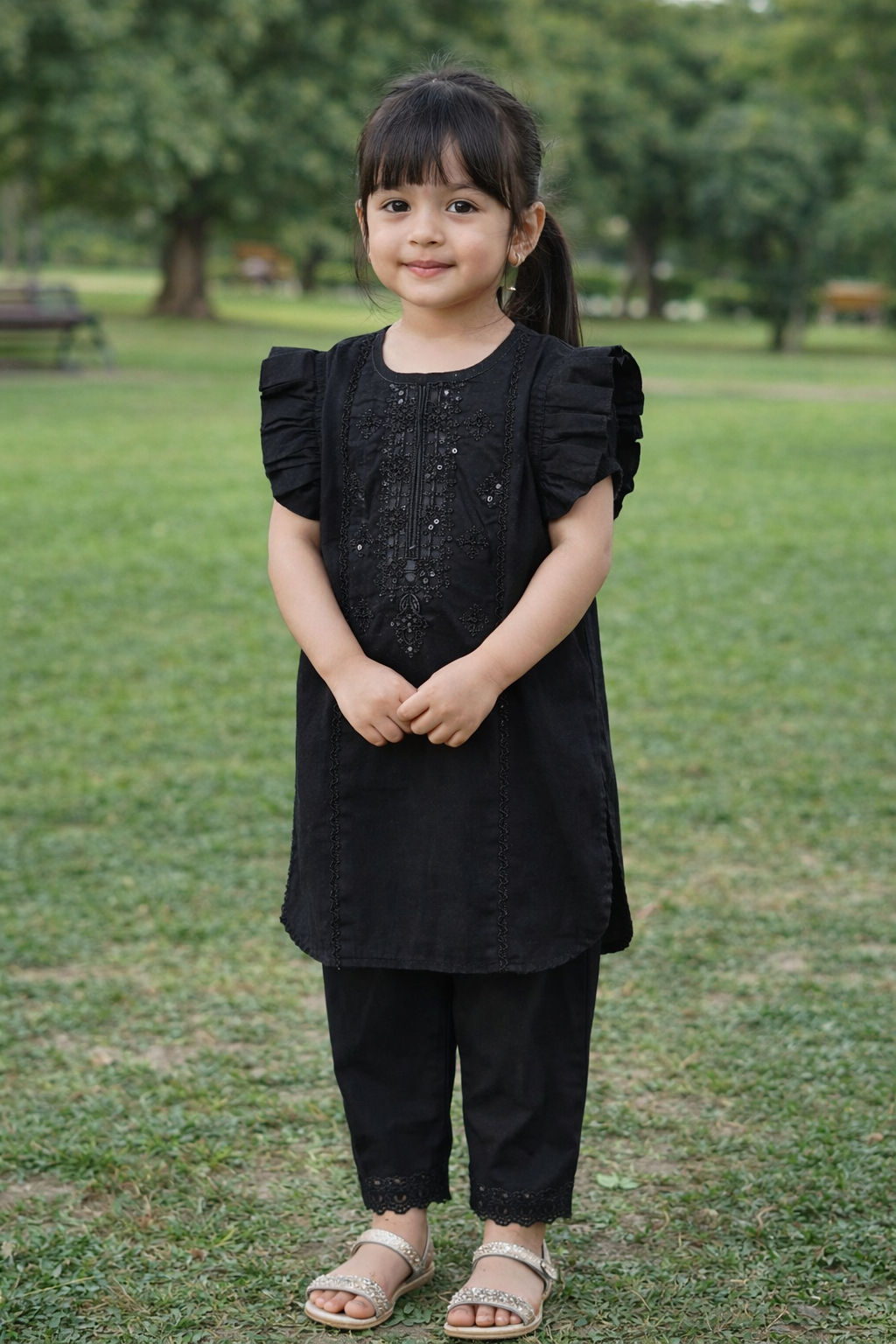 Black Embroidered Kameez set