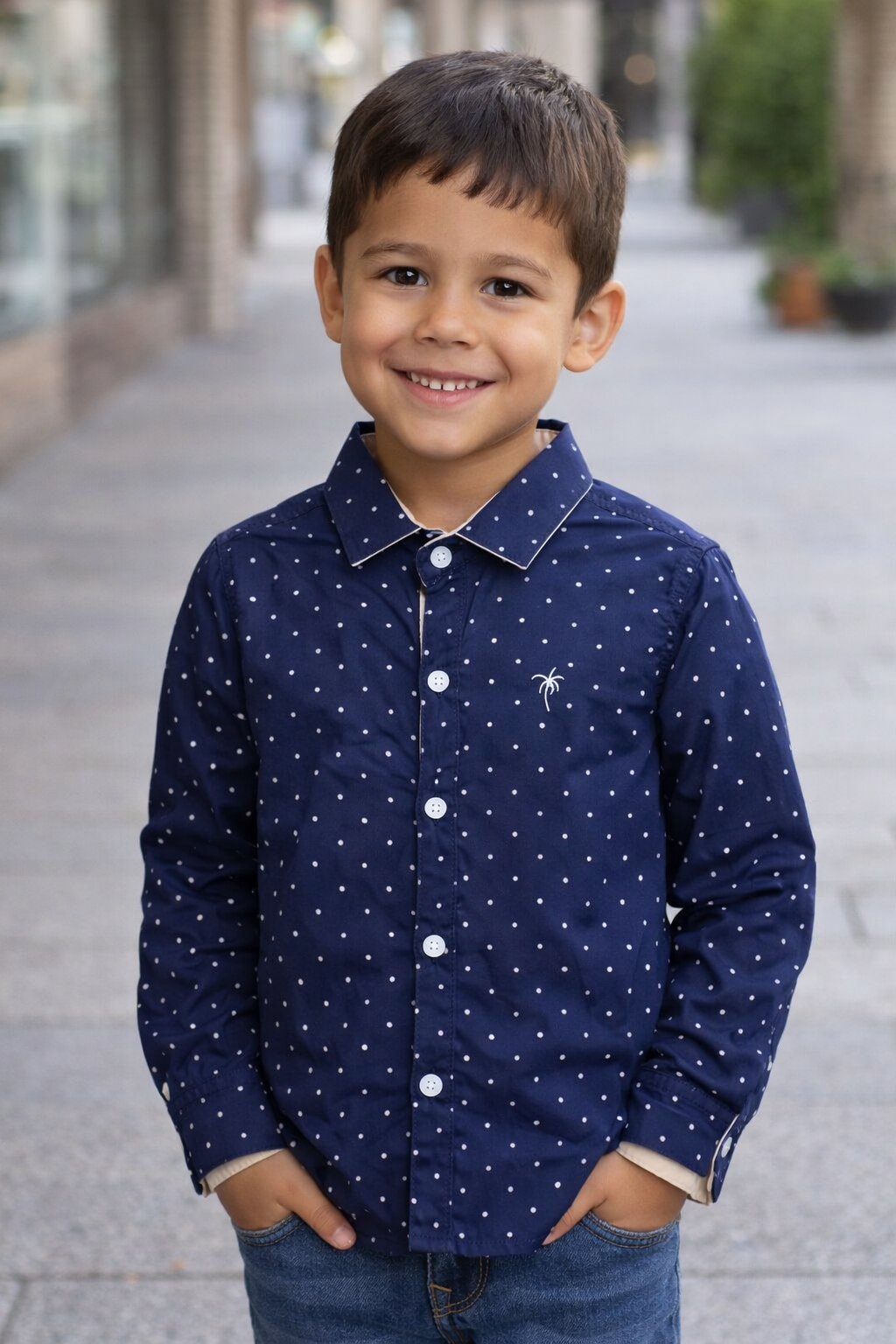 Blue Dotted Button down shirt