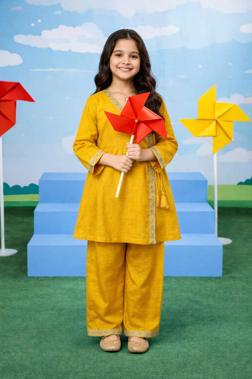 Mustard kurta and trouser set