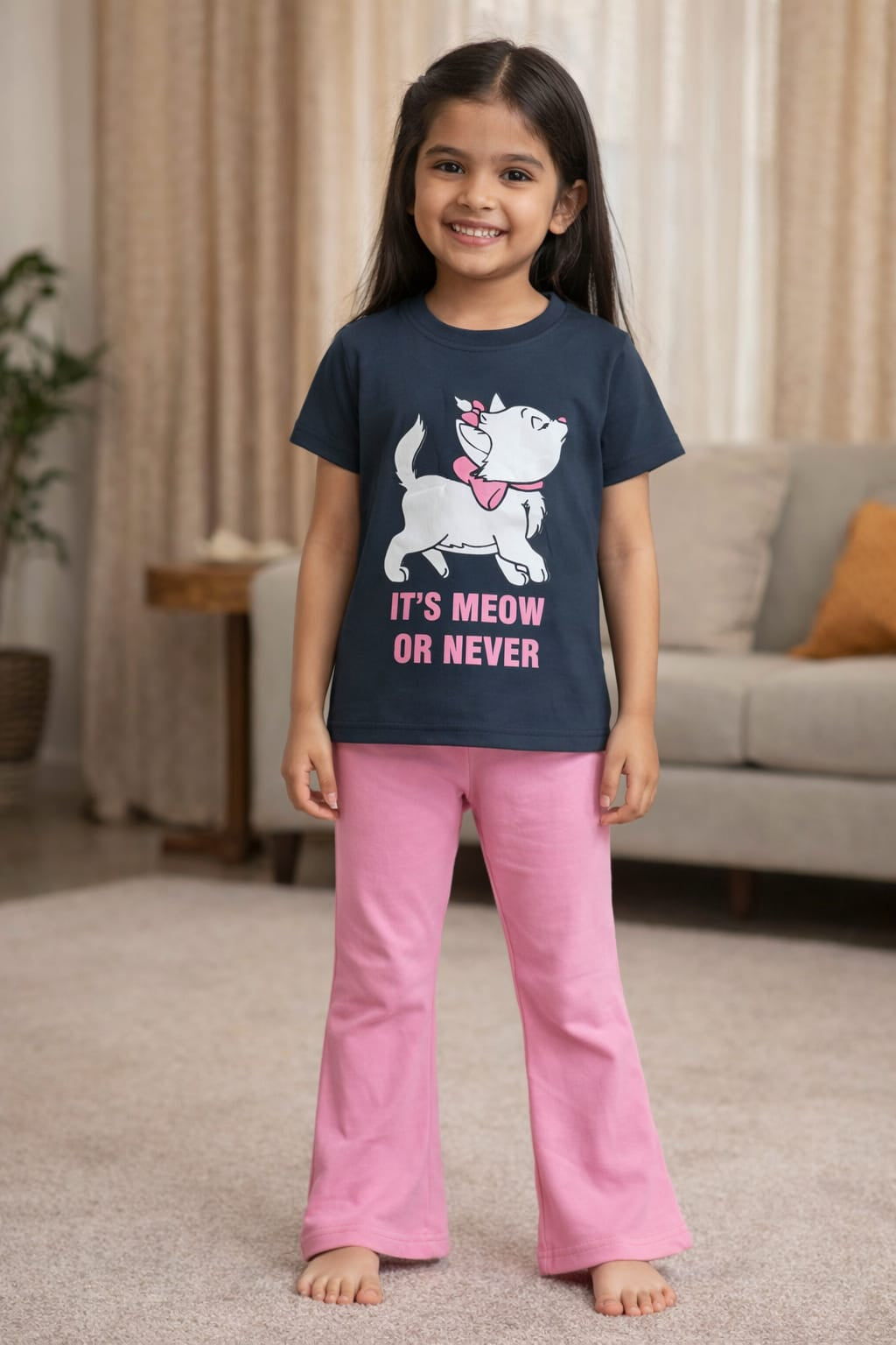 Meow Pink Bell Bottoms